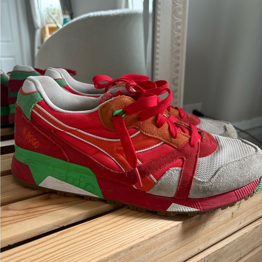 Diadora Red and Green Athletic Shoes